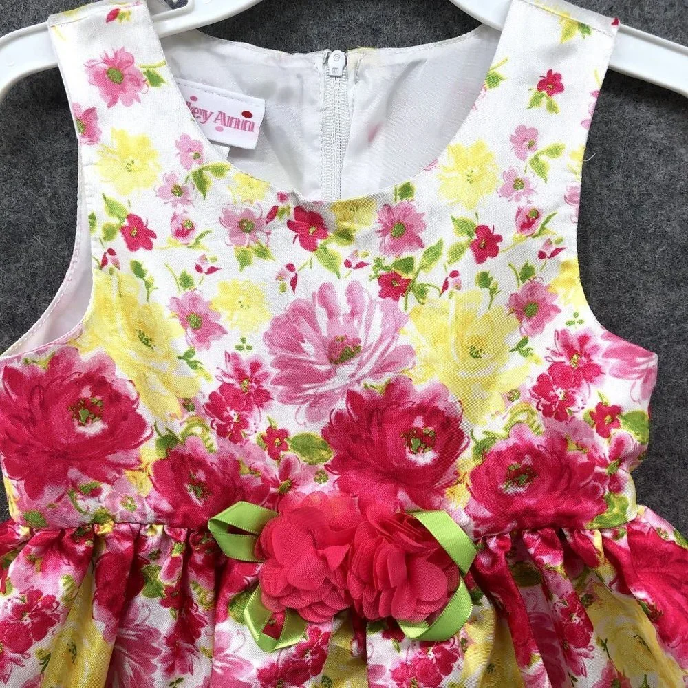 Ashley Anne Sleeveless Dress Girls‎ 2T Floral Pink Lace White Summer Formal